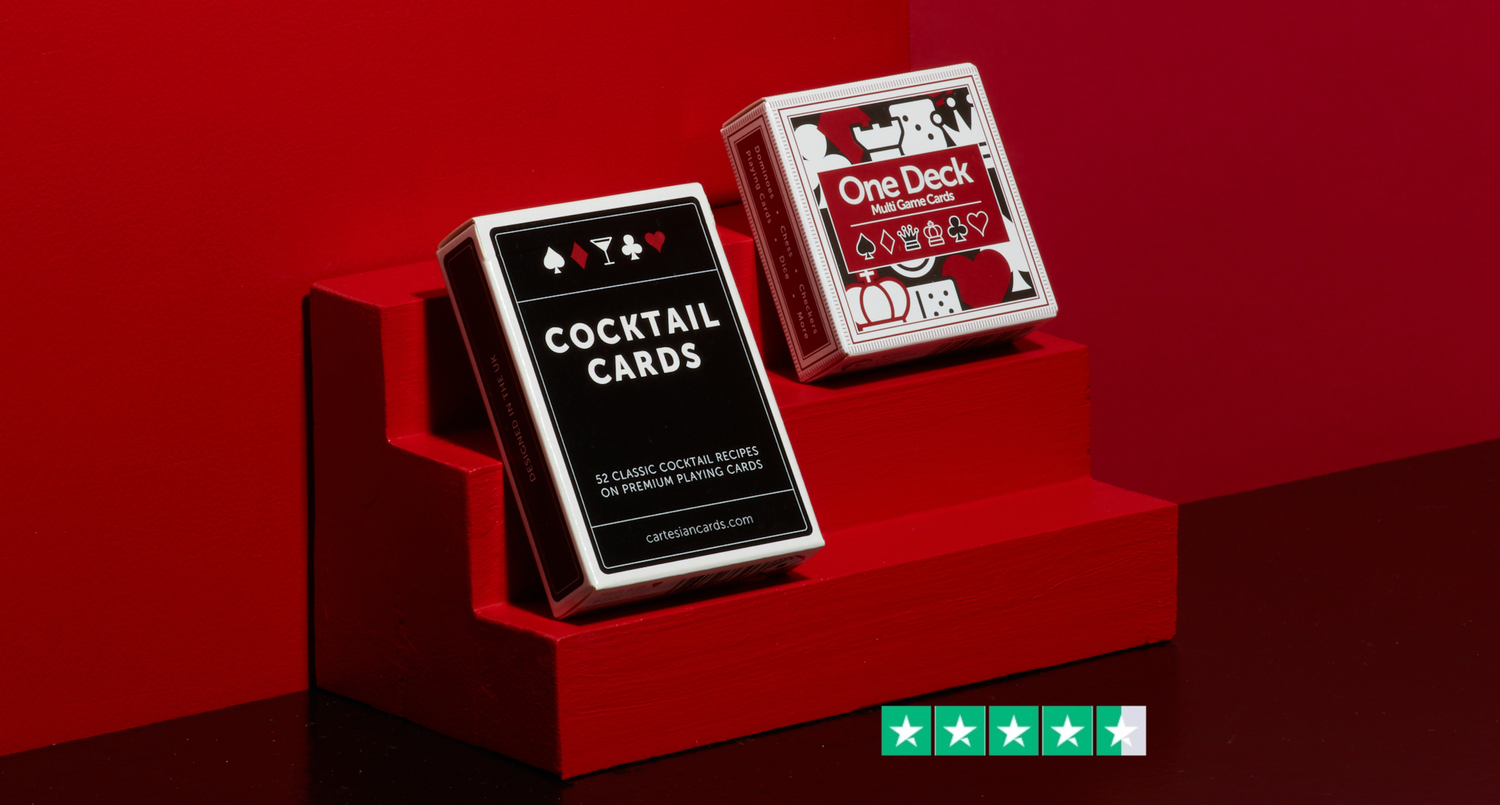 Cocktail Cards and One Deck Game Cards from Cartesian Cards with an excellent Trustpilot rating