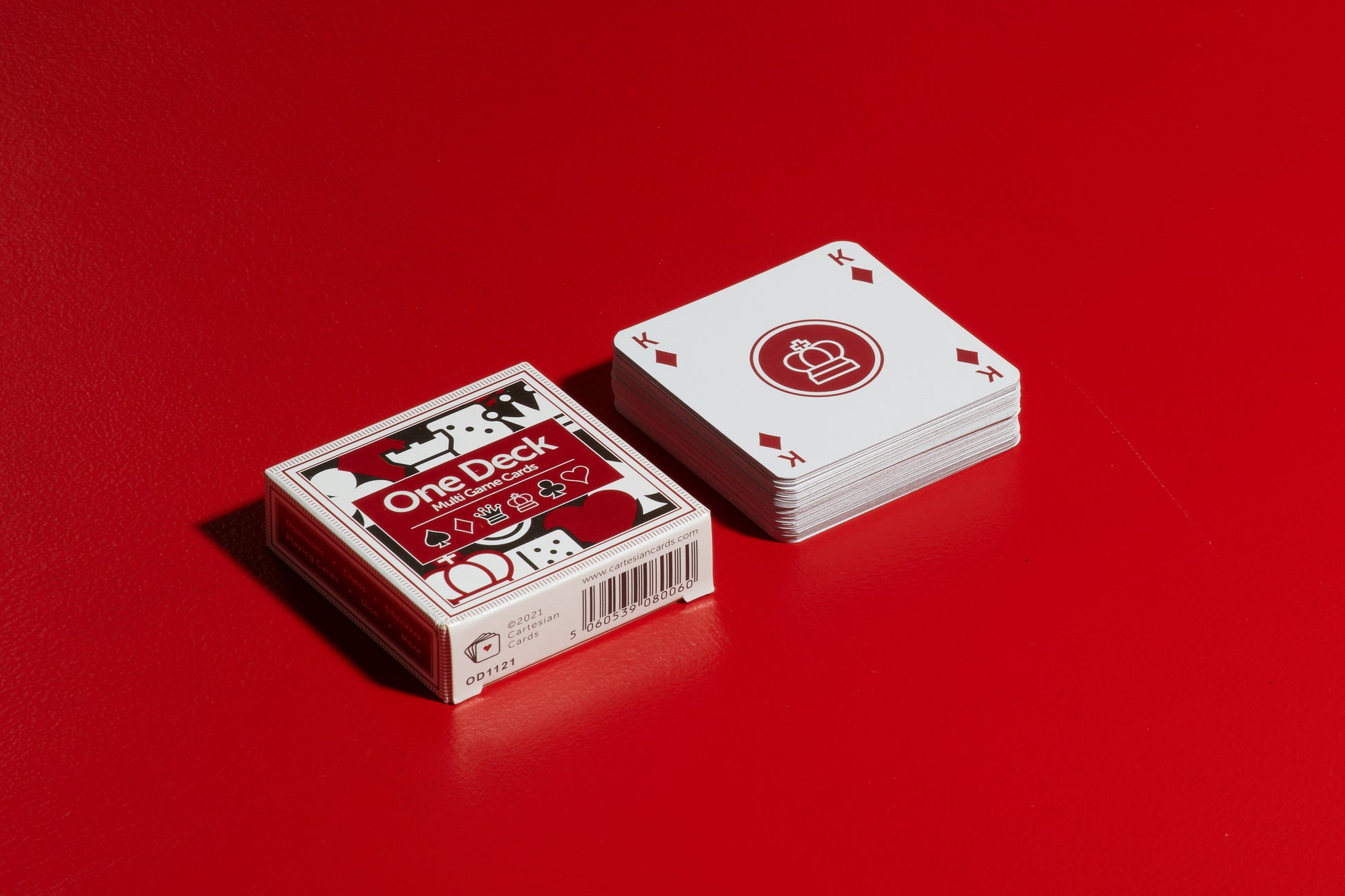 A deck of One Deck Game Cards playing cards showing a King for playing chess
