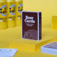 Beer-themed playing cards with a glass of beer and bottles on a yellow background