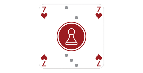 Animated GIF showing the 7 hearts morphing through its different functions - playing cards, chess, dominoes, checkers
